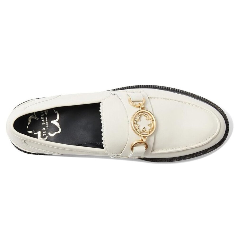 TED BAKER WOMEN'S DRAYANU MAGNOLIA ACCENT LOAFERS IN ECRU, SZ 40 - Picture 3 of 12